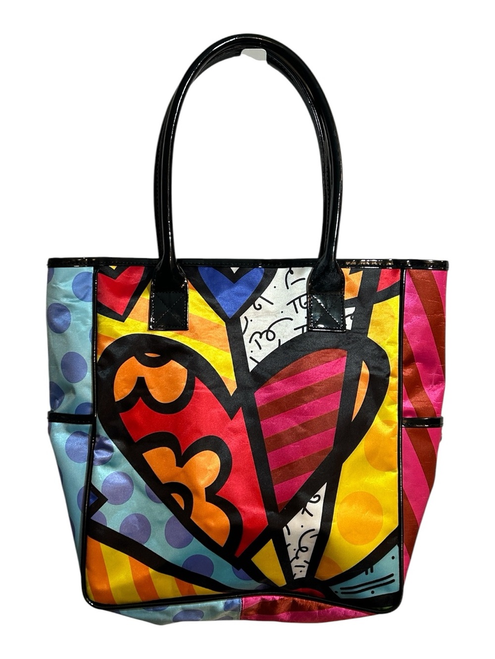 Romero Britto Pop Art Heart Tote Bag Colorful Large Shoulder Bag Abstract Bright